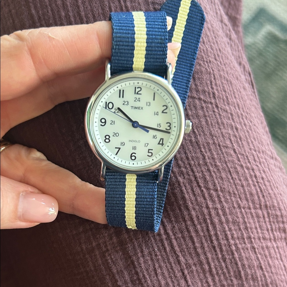 Timex Men's/ Women’s Watch (weekender)with Blue and Cream Strap